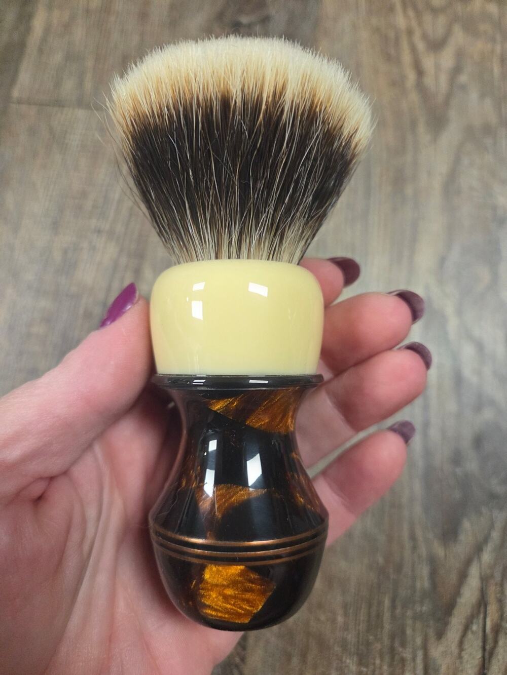 Chisel + Hound Custom Shaving Brush Men's Brown Black Tortoise Shell Pattern Bag